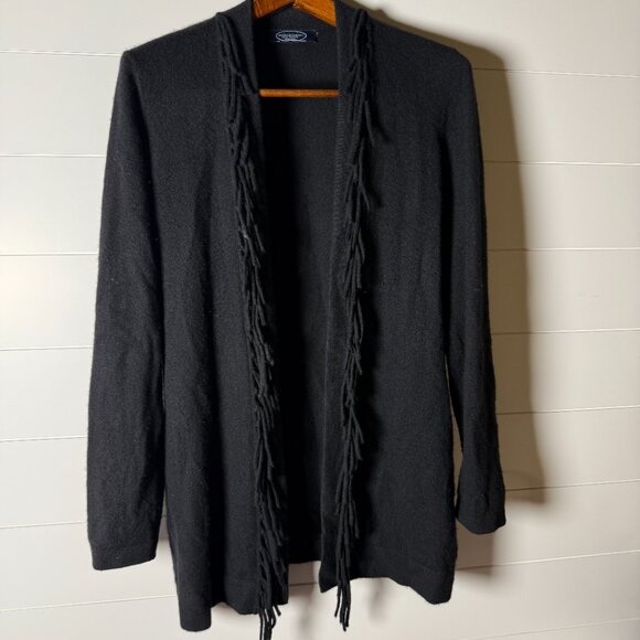 Magaschoni New York Twin Set Tank and Cardigan with Fringe Black Size Large - Picture 1 of 8